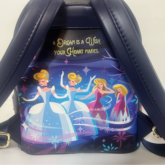 Disney Cinderella Castle Loungefly Mini Backpack Navy - Picture 6 of 9